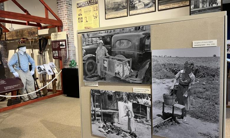 Exhibits inside the Steel-Dortch Store Museum Building at Plantation Agriculture Museum. 